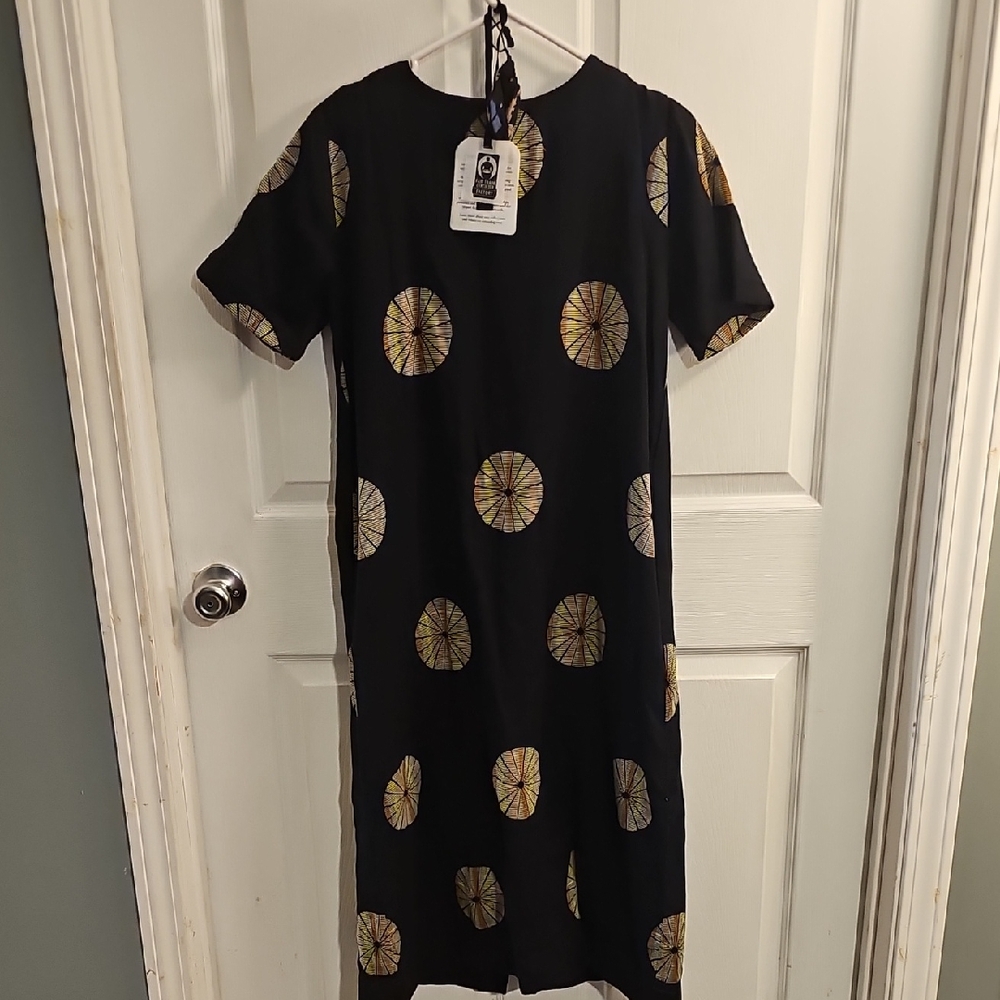 Ace & Jig Black Dress with Gold Circle Pattern